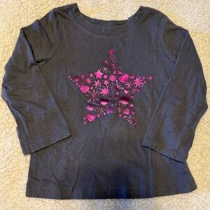 Cat & Jack grey & pink star long sleeve tee 18 months